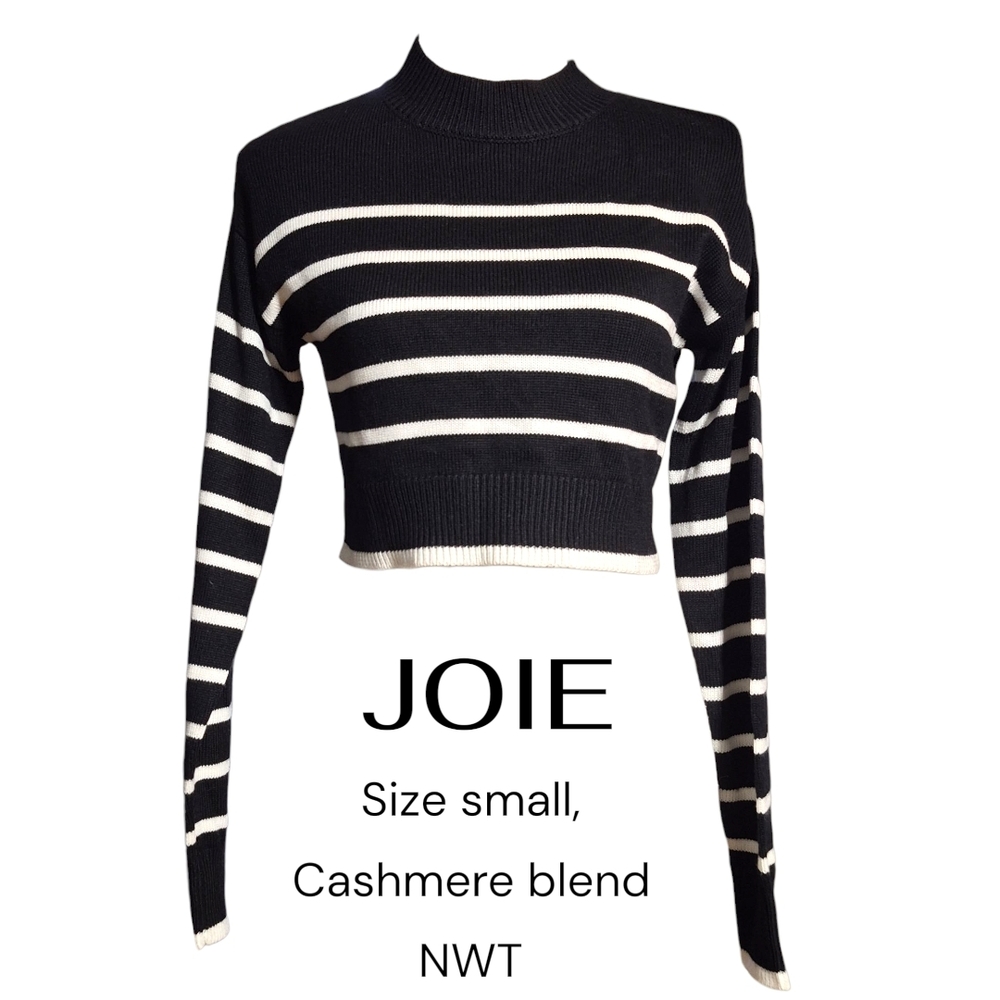 JOIE Black and White Striped Cropped Knit Sweater, NWT size Small & Medium